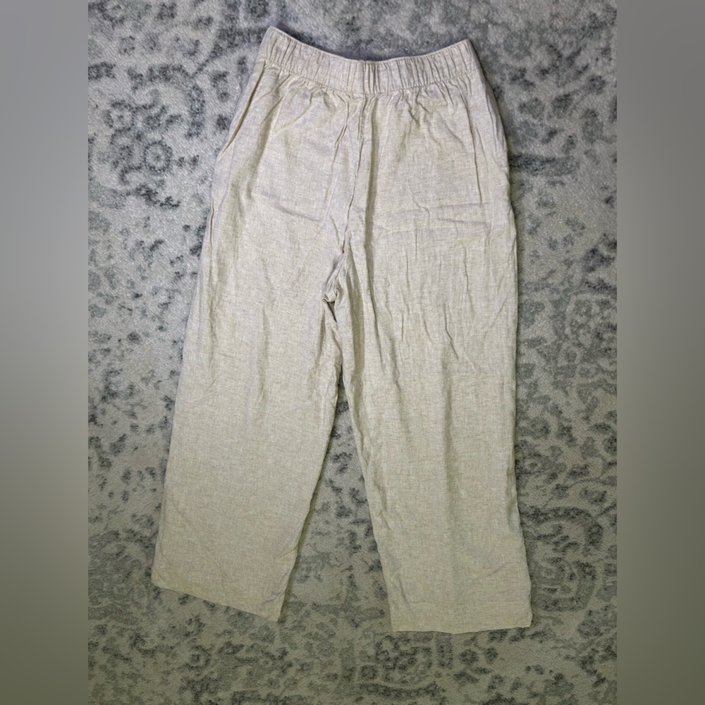 Oatmeal Wide Leg Linen Pants Lined Abercrombie Medium - Picture 6 of 10